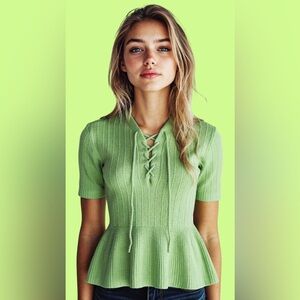 Vintage 70’s Boucle wool Green Knit Sweater boho, hippie, festival